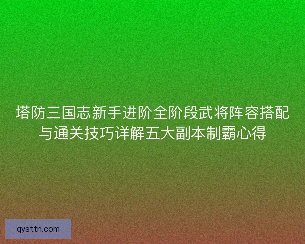塔防三国志新手进阶全阶段武将阵容搭配与通关技巧详解五大副本制霸心得